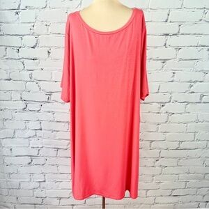 Eileen Fisher Coral Pink Tshirt Dress Women’s 3x Tencel Stretch Jersey Lagenlook